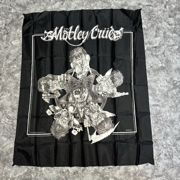 Vintage Motley Crew 90s Flag Art Tapestry Decor Rock N Roll 1991 - Picture 1 of 2
